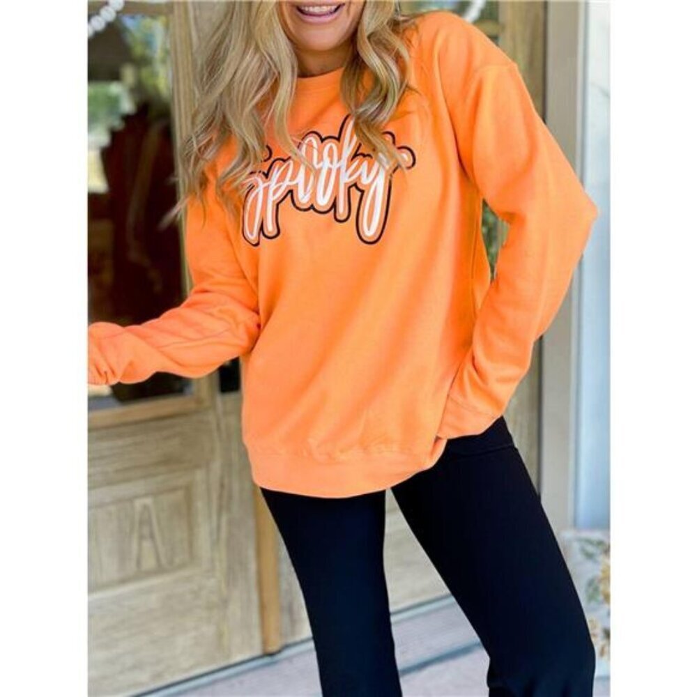 Spooky Round Neck Long Sleeve Sweatshirt